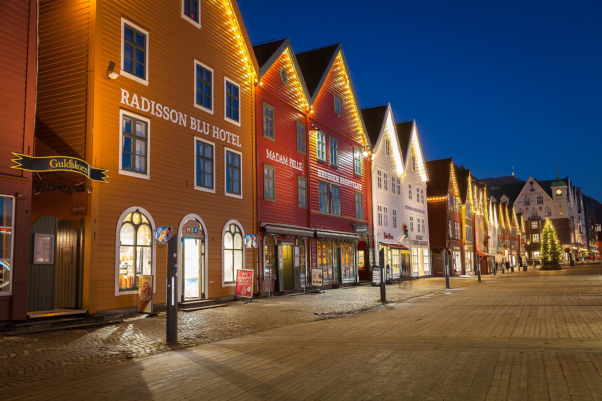 Bryggen bei Nacht, Bergen